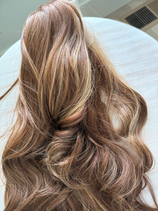 Various lighting and full length and color of wig shown