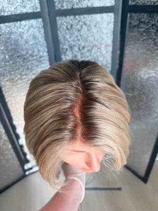 Elodie | 15" Dimensional Champagne Blonde|Hand-Tied|  | Remy Human Hair Mongolian Hair