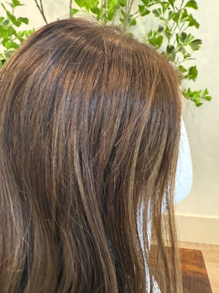 Side view Virgin brunette wig