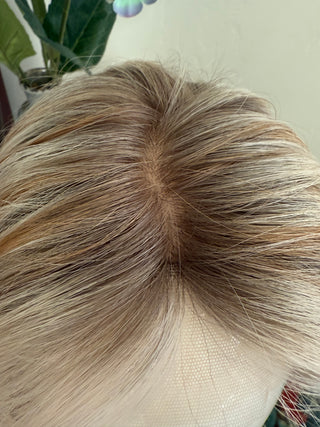Top view of silk top lace front wig 