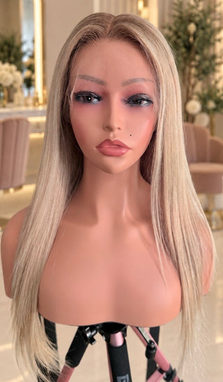 The Celeste | Light Rooted Pearl Blonde with Soft Beige Dimension | Remy Human Hair Wig (Pre-Order)