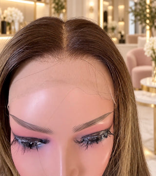 The Emilia | Cool Mocha Brunette with Ash-Beige Highlights | Remy Human Hair Wig (Pre-Order)