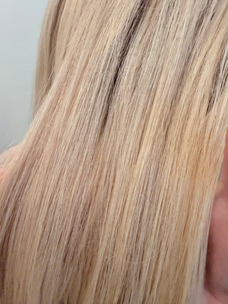 16” dimensional platinum blonde Mongolian Hair hand tied - small