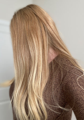 Side view long Mongolian blonde wig