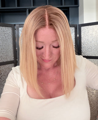 The Giselle | Rooted Golden Blonde Bob | Remy Human Hair Wig 13" Small (Ready to Ship)