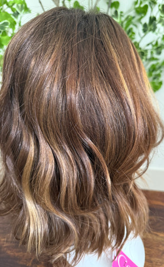 Side view of wig with highlights 