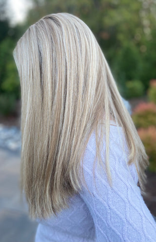 Side view euro human hair blonde wig 