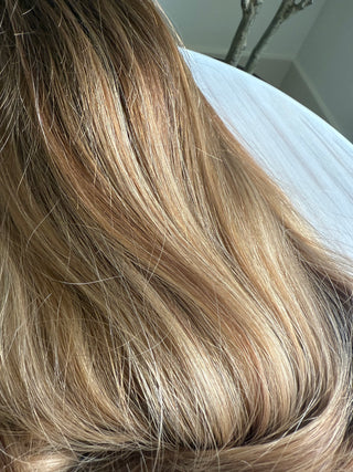 Close up of color and dimension to hair 