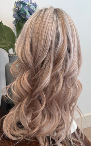 Back view dimensional blonde natural indoor lighting 