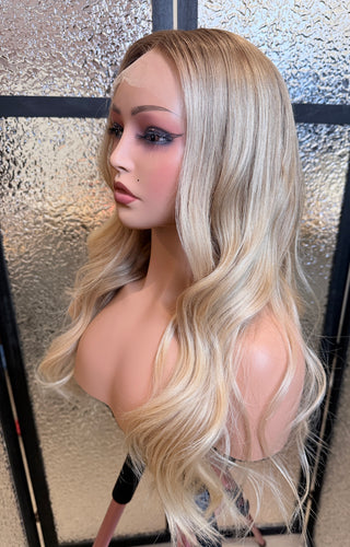 The Camille | Dimensional Champagne Blonde with Taupe Root | Remy Human Hair Wig (Pre-Order)