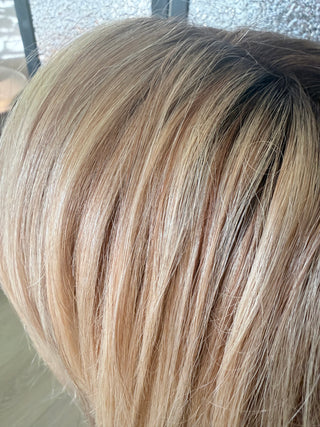 Elodie | 15" Dimensional Champagne Blonde|Hand-Tied|  | Remy Human Hair Mongolian Hair