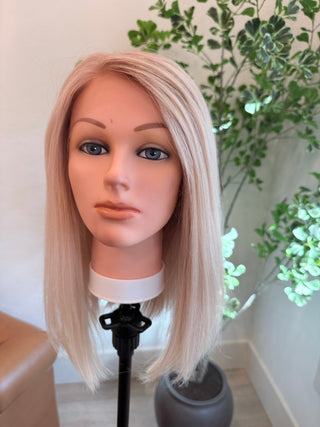 16” dimensional platinum blonde Mongolian Hair hand tied - small