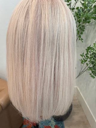 16” dimensional platinum blonde Mongolian Hair hand tied - small