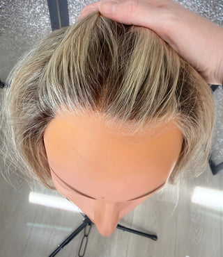 Elodie | 15" Dimensional Champagne Blonde|Hand-Tied|  | Remy Human Hair Mongolian Hair