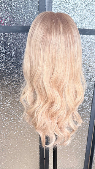 The Marin | 24" Rooted Beige Blonde | Partial Hand-Tied| Remy Human Hair