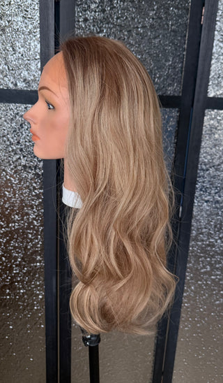 The Marin | 24" Rooted Beige Blonde | Partial Hand-Tied| Remy Human Hair