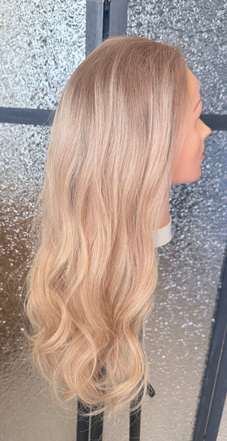 The Marin | 24" Rooted Beige Blonde | Partial Hand-Tied| Remy Human Hair