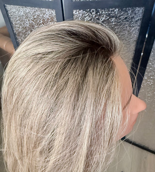 The Isla | 23” Dimensional Natural Blonde and Brown Rooting | 100% Hand-Tied | Remy Human Hair