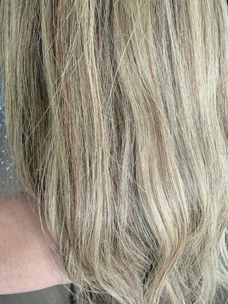 The Isla | 23” Dimensional Natural Blonde and Brown Rooting | 100% Hand-Tied | Remy Human Hair