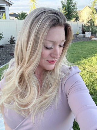 The Camille |  Dimensional Champagne Blonde Taupe Root | Remy Human Hair