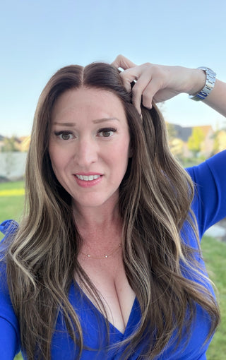 The Emilia | 24" Medium Cool Mocha Brunette with Ash-Beige Highlights | Remy Human Hair