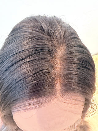 The Cecily | Deep Brunette with Taupe-Beige Balayage | Premium Mongolian Human Hair