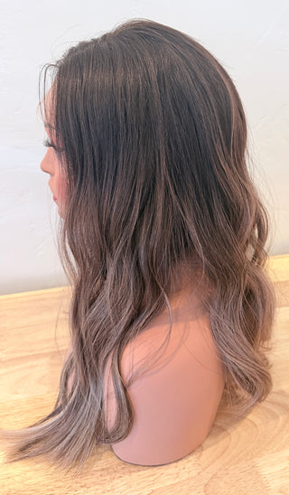 The Cecily | Deep Brunette with Taupe-Beige Balayage | Premium Mongolian Human Hair