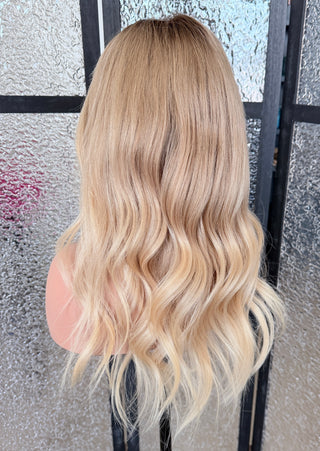 The Camille |  Dimensional Champagne Blonde Taupe Root | Remy Human Hair (Pre Order)