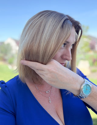 The Giselle | Sandy Golden Blonde with a Natural Root Bob | Remy Human Hair Wig (Pre-Order)