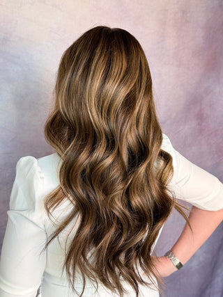 The Emilia |  Medium Cool Mocha Brunette with Ash-Beige Highlights | Remy Human Hair | Ready to Ship Options