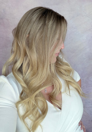 The Camille |  Dimensional Champagne Blonde Taupe Root | Remy Human Hair (Ready to Ship Lengths)