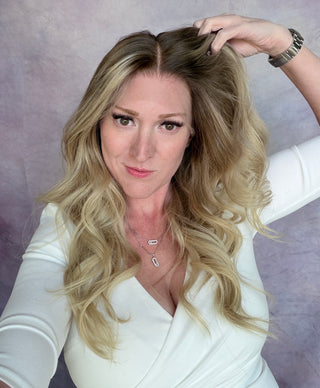 The Camille |  Dimensional Champagne Blonde Taupe Root | Remy Human Hair (Ready to Ship Lengths)