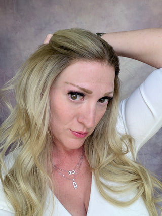 The Celeste |  Light Rooted Pearl Blonde with Soft Beige Dimension | Remy Human Hair | Ready to Ship Lengths