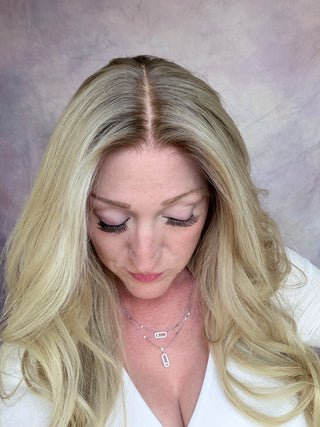 The Celeste |  Light Rooted Pearl Blonde with Soft Beige Dimension | Remy Human Hair | Ready to Ship Lengths