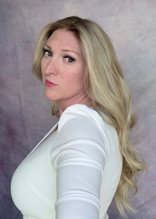 The Celeste |  Light Rooted Pearl Blonde with Soft Beige Dimension | Remy Human Hair | Ready to Ship Lengths