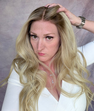 The Celeste |  Light Rooted Pearl Blonde with Soft Beige Dimension | Remy Human Hair | Ready to Ship Lengths