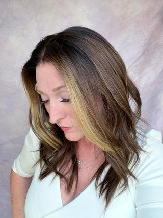 The Sabrina | Dimensional Brunette with Blonde Money Piece | Remy Human Hair Wig | Remy Human Hair (Pre Order)
