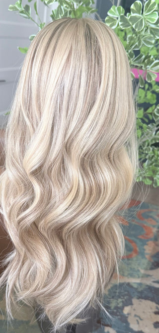 The Marbella | 26” High Contrast Bright Dimensional Blonde | 100% Hand-Tied Cap| Remy Human Hair