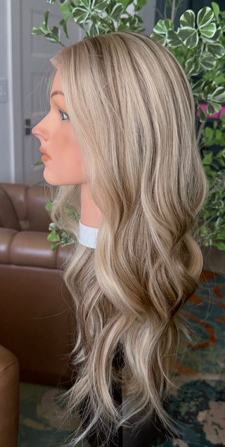 The Marbella | 26” High Contrast Bright Dimensional Blonde | 100% Hand-Tied Cap| Remy Human Hair