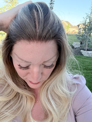 Realistic hairline on The Camille champagne blonde glueless human hair wig
