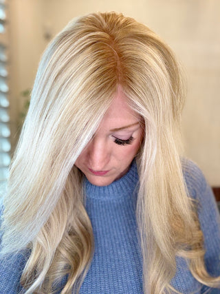 long rooted blonde wig part line 